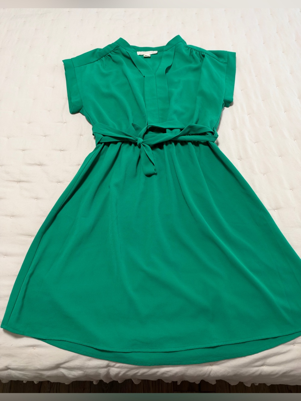 Emerald Green Tie-Waist Women's Dress